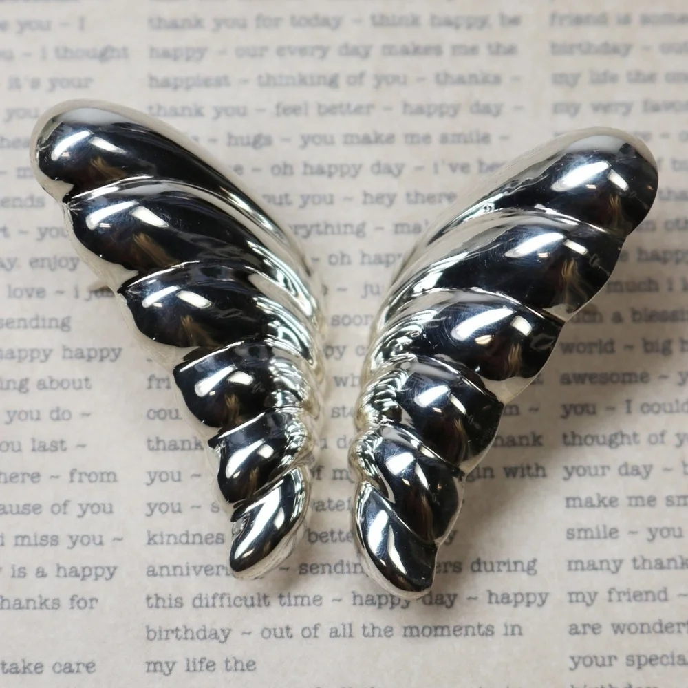 STERLING SILVER BUTTERFLY WING EARRINGS